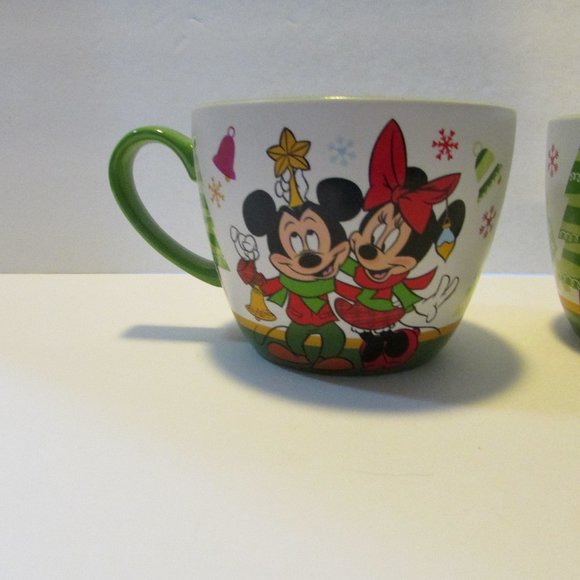 set of 2 Disney Store Christmas mugs Mickey and Minnie coffee hot chocolate cup - Picture 2 of 7